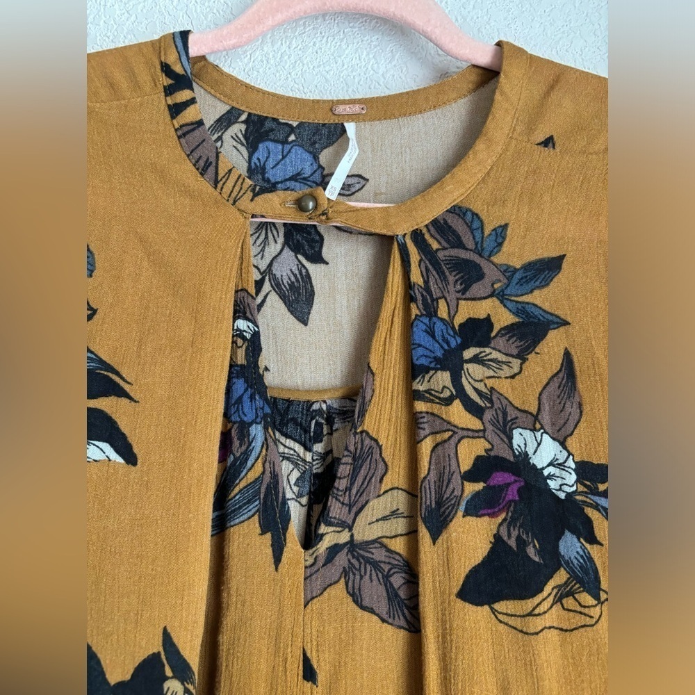 Free People Amber Floral Tree Swing Balloon Sleeve Boho Tunic Mini Dress XS - Picture 6 of 12